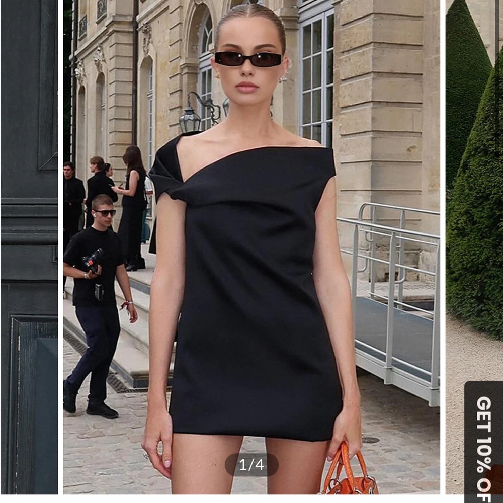 Black Asymmetric Mini Dress
